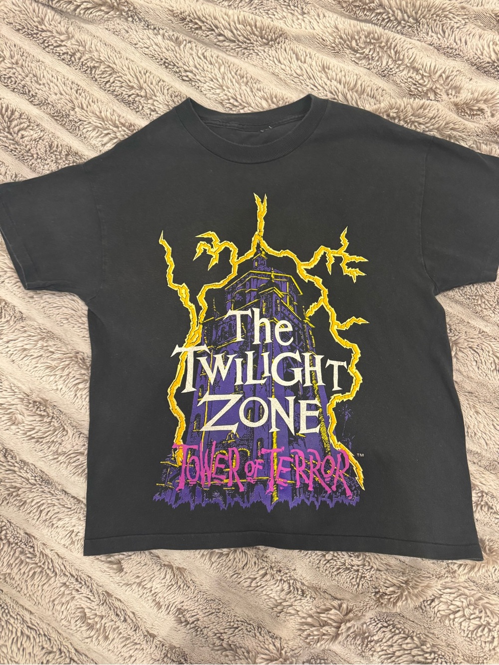 Vintage 1990s Disney’s The Twilight Zone Tower of Terror Black Glow Tee